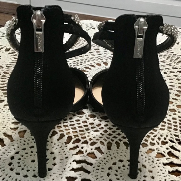Jewel Badgley Mischka Alaia Pointed-Toe Kitten Heel~Black~Size 8.5 - Picture 9 of 16